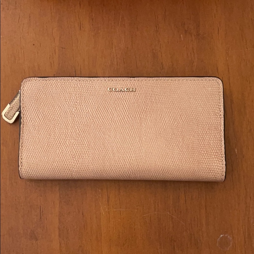 Coach Tan Madison Glitter Lizard Skinny Wallet
